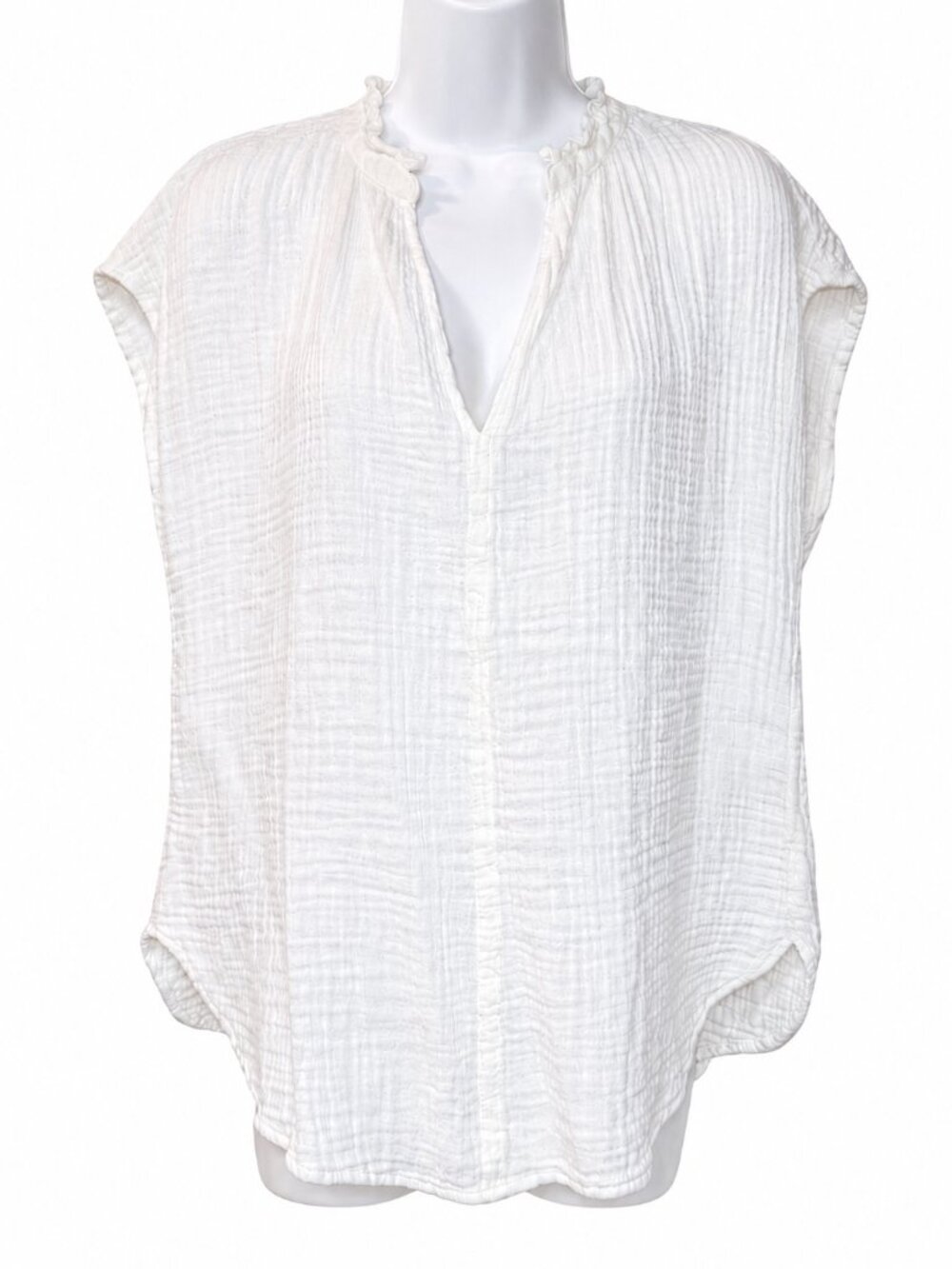 H&M Textured 100% Cotton Blouse White | Small